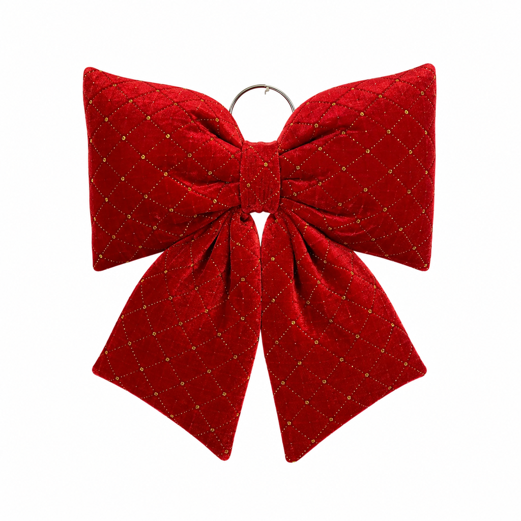 Lazo Navideño Rojo/Dorado Terciopelo Rombos. Ref:753302. (32x40cm)