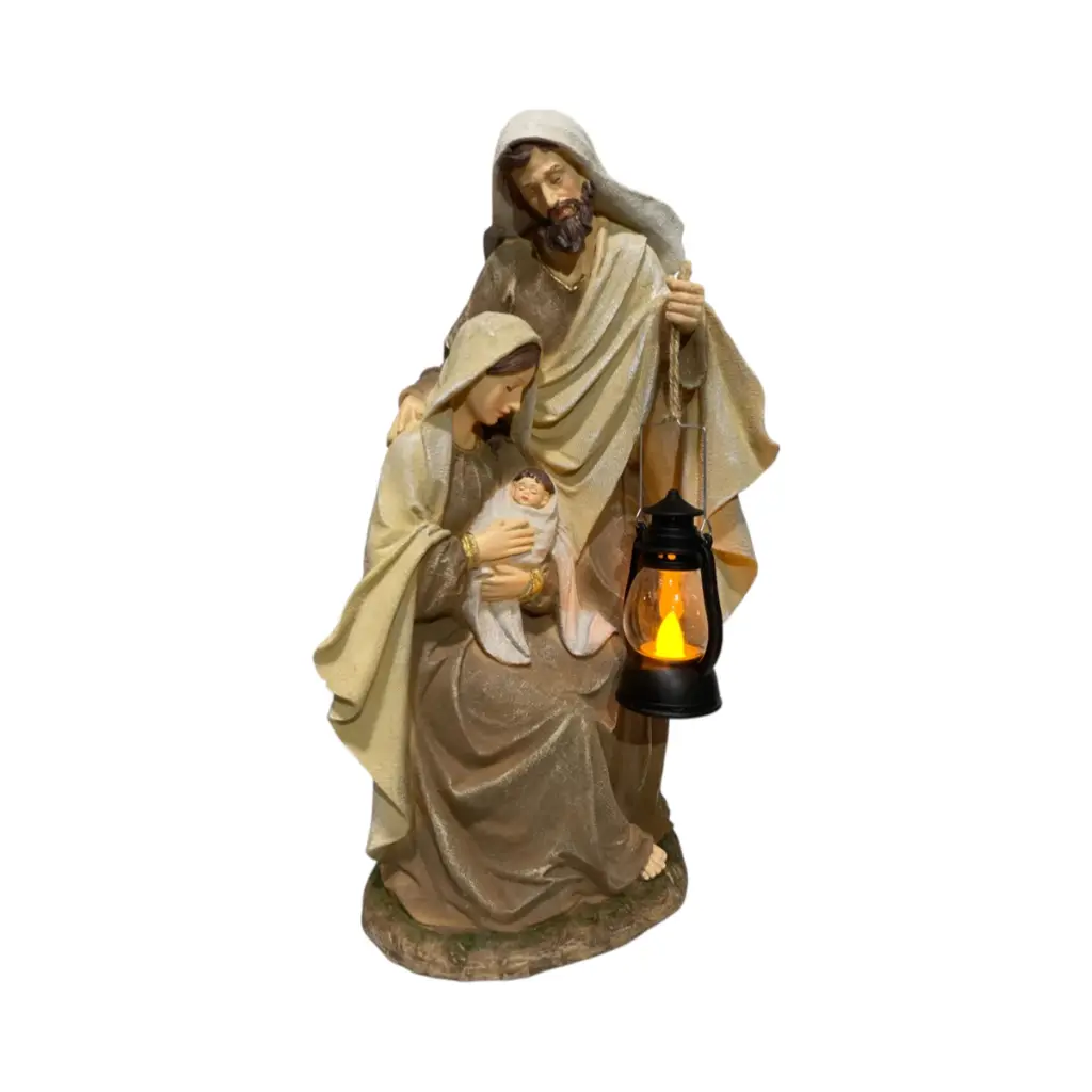 Sagrada Familia con farol, poliresina. Ref:TGGS111852-1 (26x16x45cm)