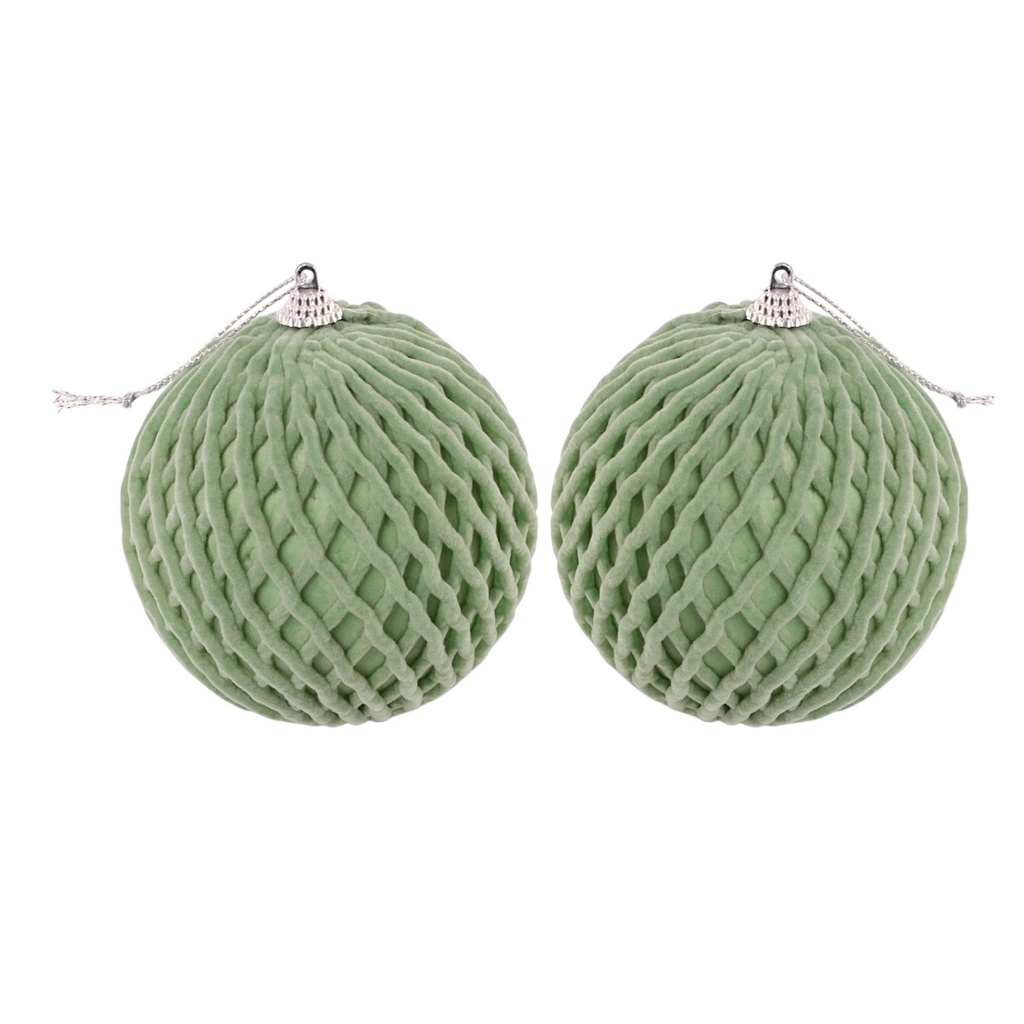 Esfera Navideña verde Ø10cm, set x 2pcs. Ref:ES26826. 