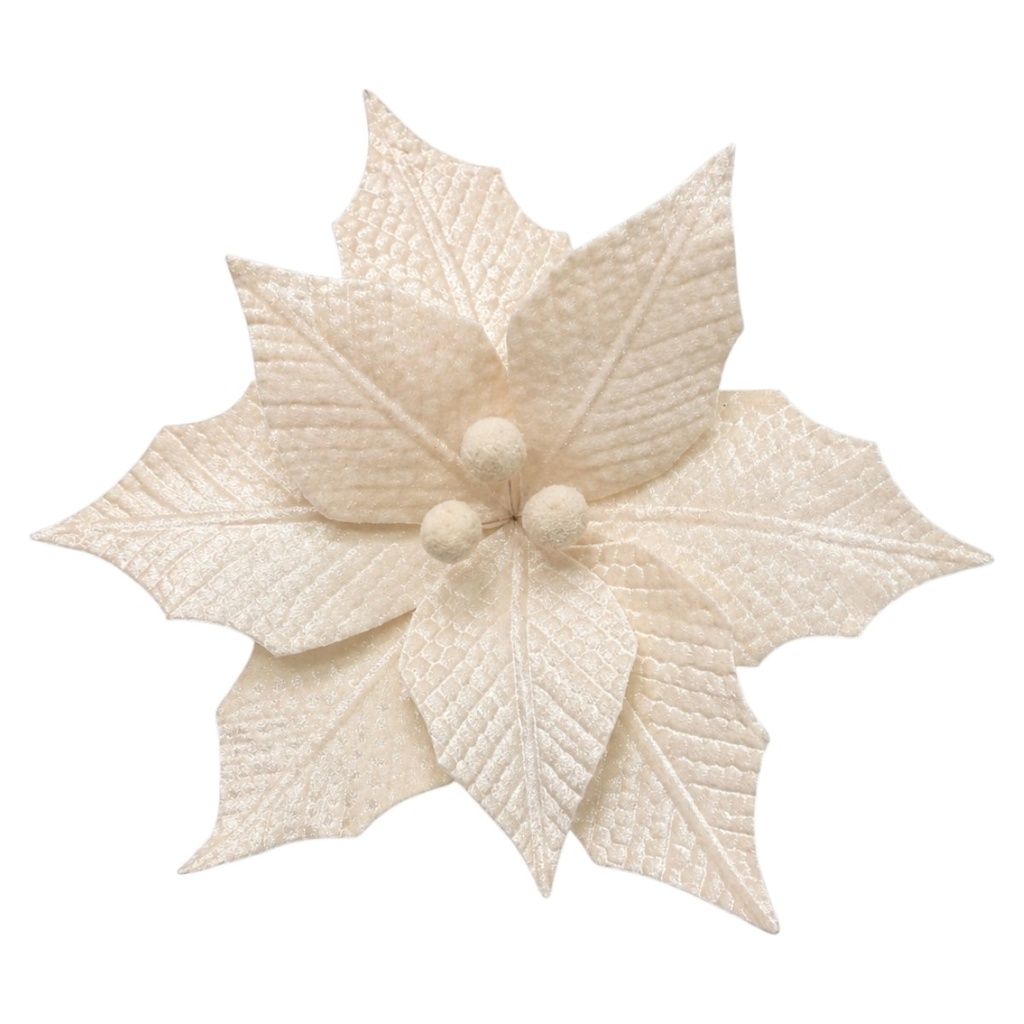 Flor Navideña Terciopelo Beige Ø30cm. Ref:TJ26-4018. 