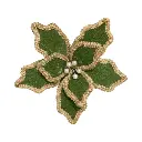 Flor Navideña Terciopelo Verde Musgo, Filos Yute. Ø28cmx28cm. Ref:ES30406