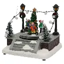 Escena Navideña pista de patinaje con arbol. Luz led y musical. USB. Ref:ES29008 (14x13x12cm)