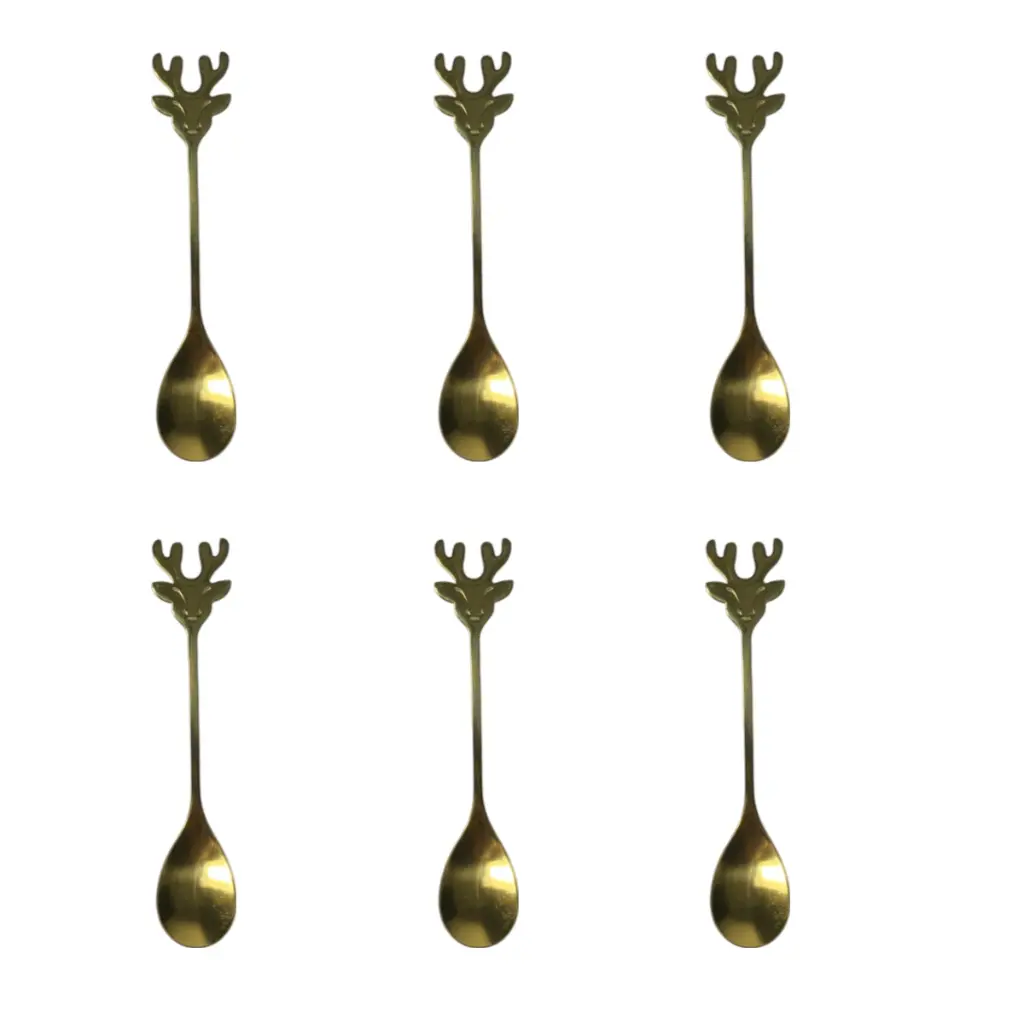 Cuchara de acero navideña set x 6pz. Dorada. Ref:30502 88gm 12cm