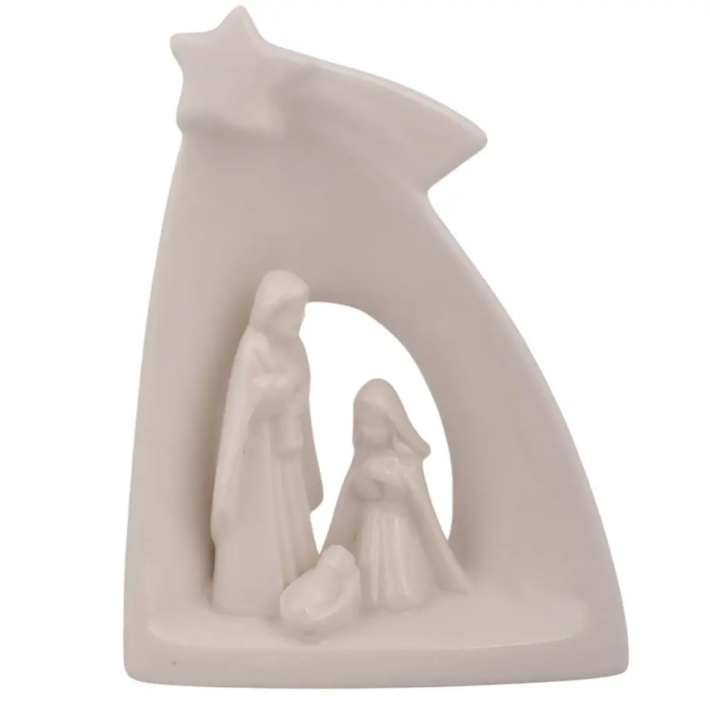 Sagrada Familia de Cerámica blanca con textura. Ref:AYL20191018-11. (12.5x5.6x16.7cm)