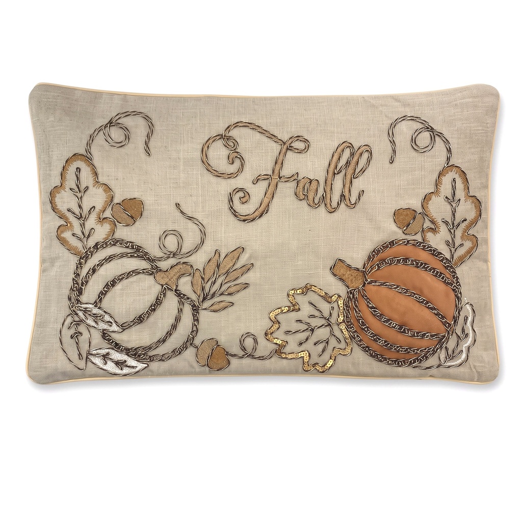 Forro de cojín rectangular de calabazas bordada "fall" 30x50cm