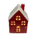 Casa Roja navideña de cerámica con luz led. Ref:SYZ24Q24T860 (11x8x16cm)