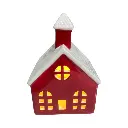 Casa Roja navideña de cerámica con luz led. Ref:SF001 (11x9x17cm)