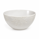 Tazón navideño cerámica, copos blanco. Ref:HM1620/TJL-25ST107 (15.3x7.5cm)