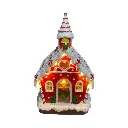 Casa Navideña Candy poliresina, con luz led y musica. USB. Ref:ES29010 (11x10x18.2cm) 