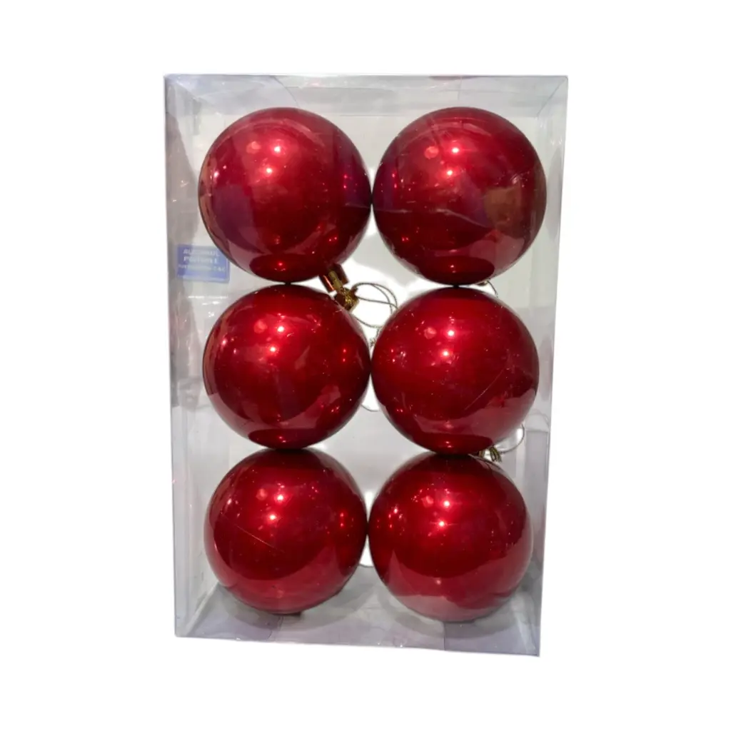 Esfera Navideña Roja Perlada Ø8cm, set x 6unid. Ref:IC01-126374