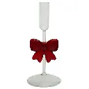 Candelabro de vidrio con lazo rojo. Ref:ES29186 (9x20cm) 