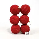 Esfera navideña roja terciopelo, Ø10cm, set x6pzs. Ref:ES30881