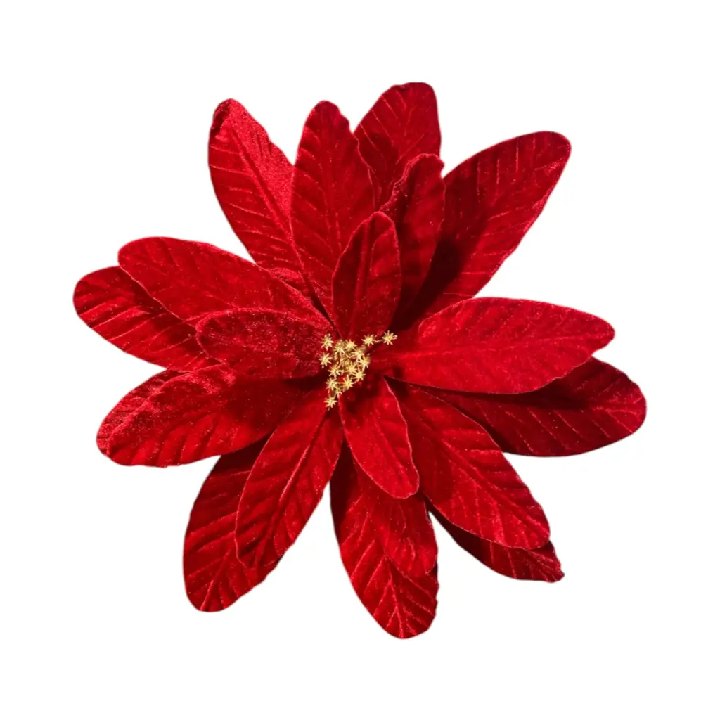 Flor Navideña Rojo Velvet, Ø32cm. Ref:LG-2546 (32x30cm)