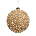 Esfera Navideña Champagne Ø15cm con perlas y lentejuelas. Ref:ES26681 