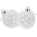 Esfera Navideña Blanca Ø10cm, set x 2pcs. Ref:ES30887