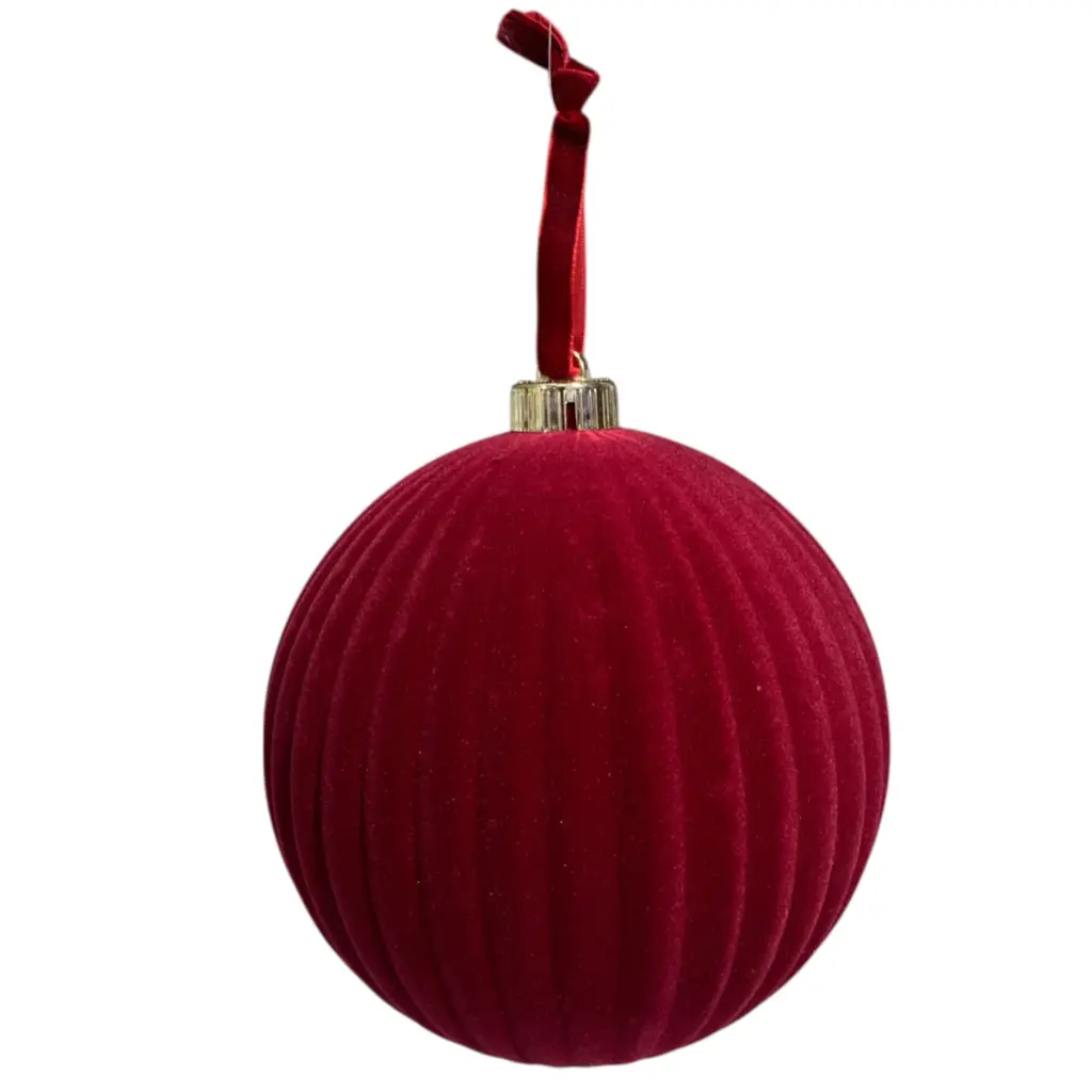 Esfera navideña vino diseño lineal terciopelo, Ø15m. Ref:ES29349