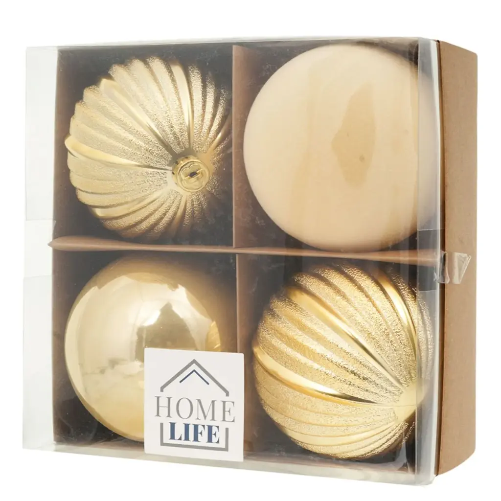 Esfera Navideña Dorada Ø10cm, set x 4pcs. Ref:AR13-1816T04-G