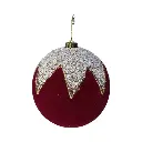 Esfera Navideña Terciopelo Burgundy/champagne perlas, Ø15cm. Ref:ES29612