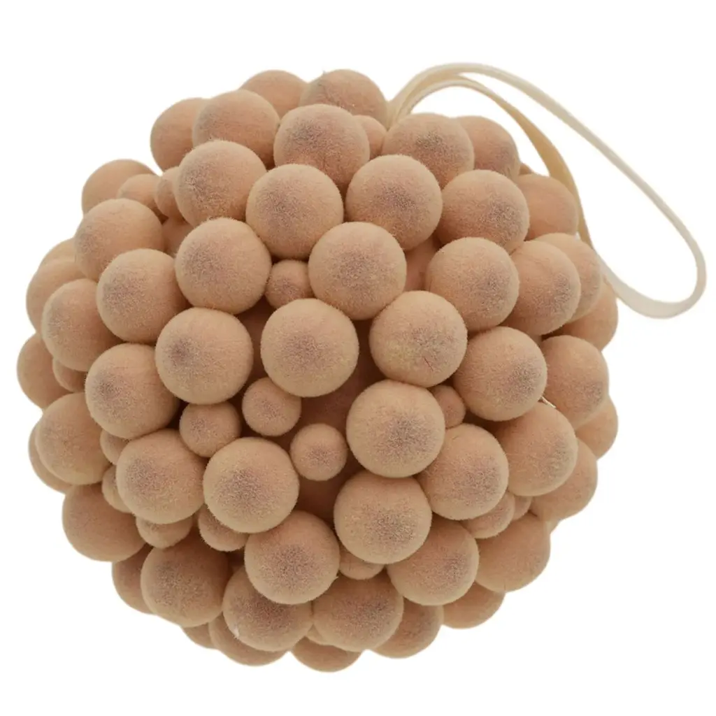 Esfera Navideña Terciopelo Champagne texturizado, Ø10cm, Set x 2pcs. Ref:ES29381