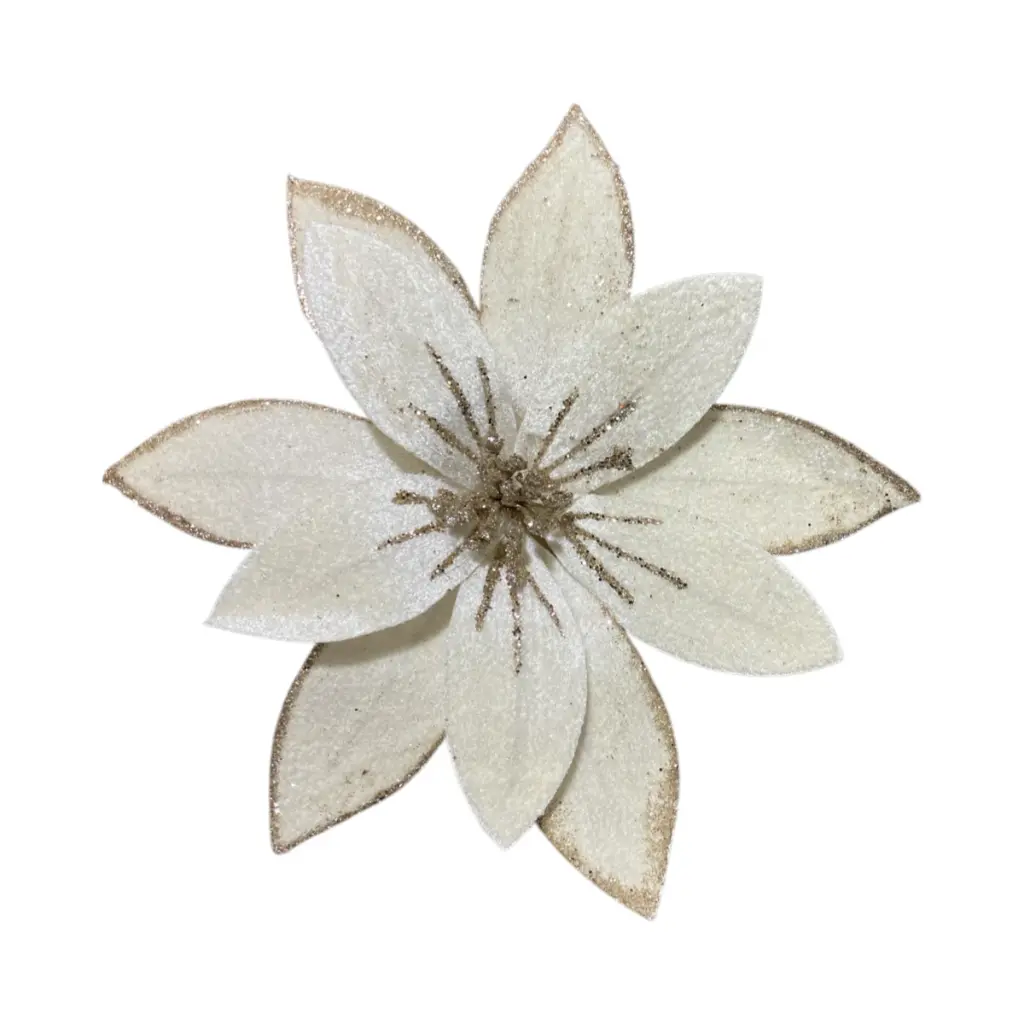 Flor Navideña Crema/Champagne de Terciopelo, Ø29cm