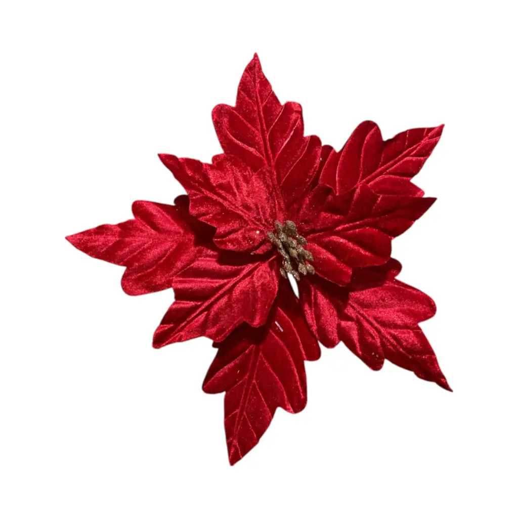 Flor Navideña Roja de Terciopelo, Ø25cm  X 14cm