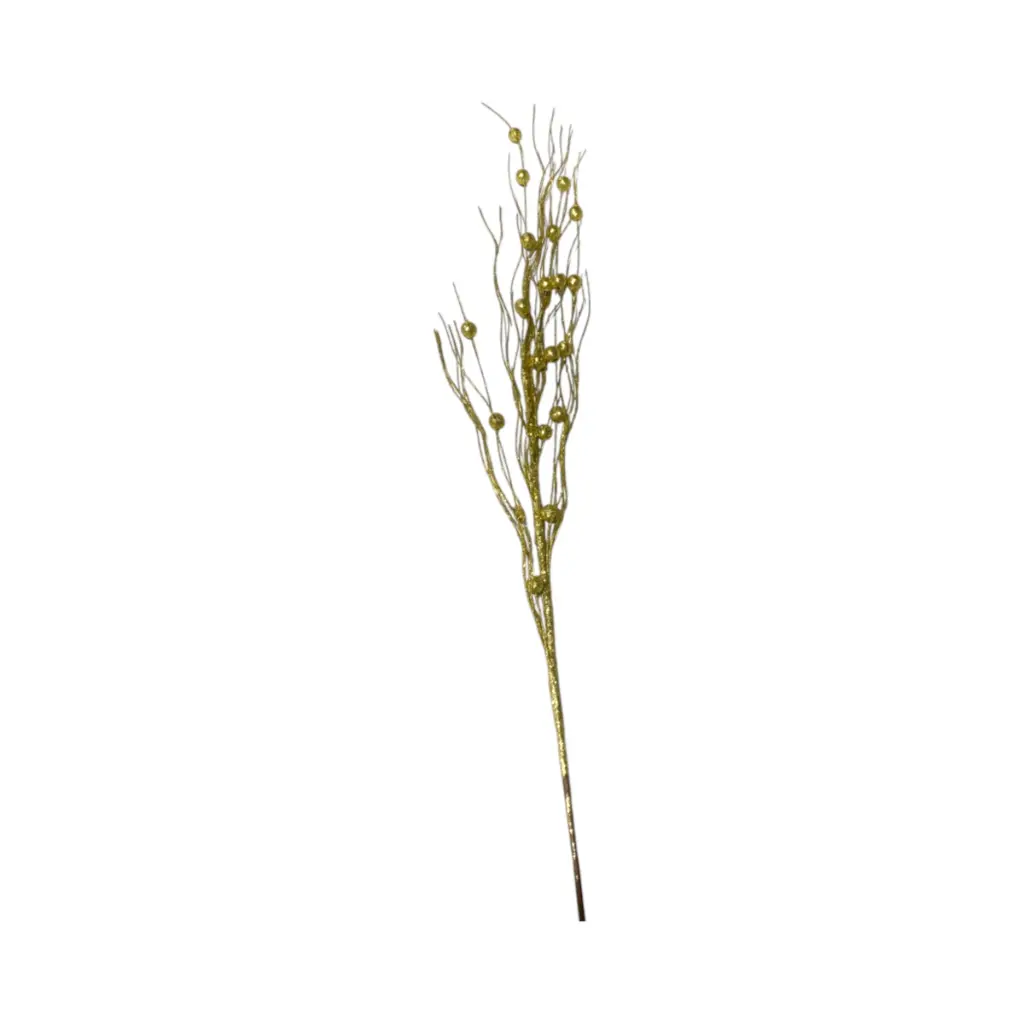 Rama Navideña Espiga dorada con bolitas 80cm 