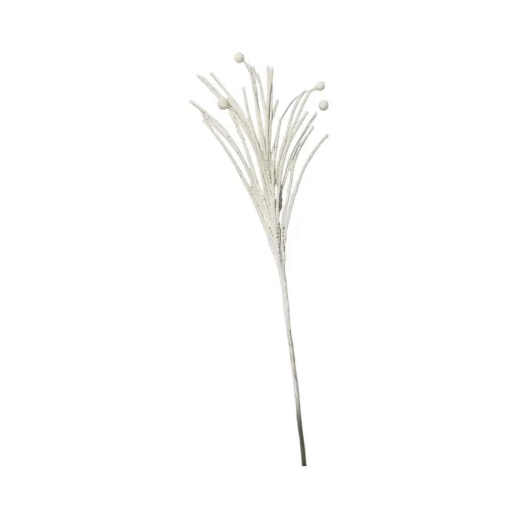 Rama Navideña Espiga pvc blanca 65cm 