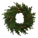 Corona Navideña con ramas de pino y piñas, base de bejuco. Ø65cm