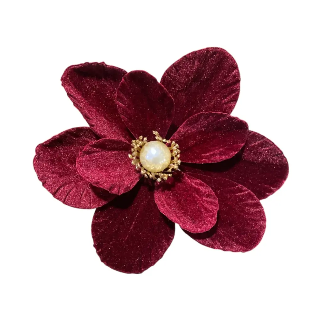 Flor Navideña de terciopelo magnolia burgundy, Ø18cm
