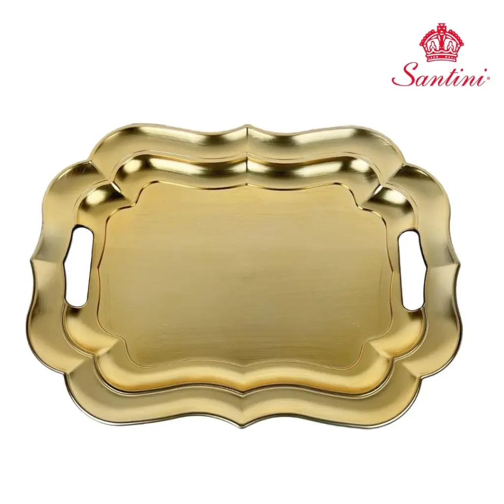 Bandeja dorada pvc, 37.5x28x3cm. Ref:201-1200287