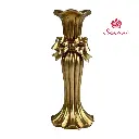 Candelabro dorado con lazo, poliresina. Ref:202-6700003 Ø8.5x22cm
