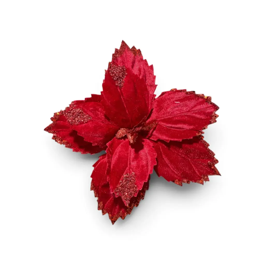Flor Navideña Terciopelo Roja Ø 33cm