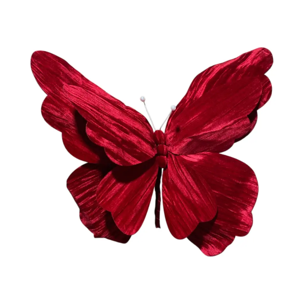 Mariposa Navideña Terciopelo Vino, 60x49cm