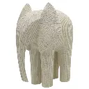 Elefante blanco textura lineas, poliresina. Ref:ES31850. 20x18x23cm 