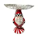 Porta bocaditos navideño Noel de cerámica con bandeja de vidrio. Ø25cm x 26.5cm