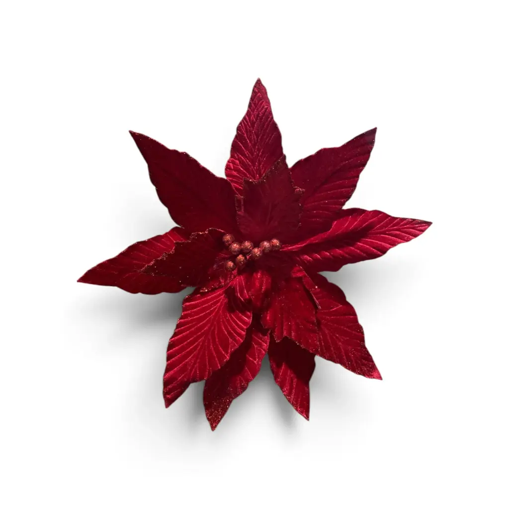 Flor Navideña Terciopelo roja oscuro. Ø44cm