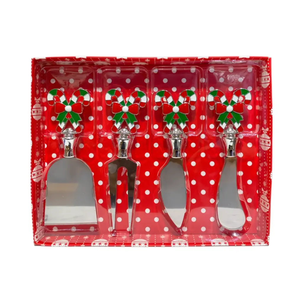 Cubiertos Navideños Bastones de acero, set x 4pcs. 