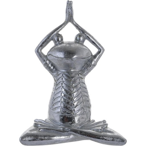 [449-184202] ADORNO DE RANA COLOR PLATA 21X15CM