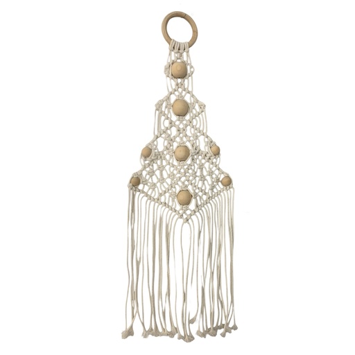 [842206] ADORNO MACRAME COLGANTE C/ESFERAS DE MADERA 22X60CM - REF:ES21663