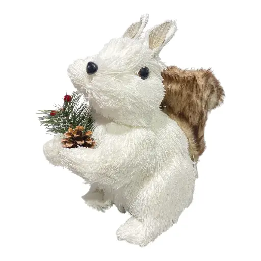 [8679811647449] ARDILLA BLANCA CON PIÑA 31X16X30CM