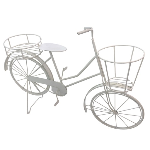 [704282] BICICLETA DE METAL PORTA MACETAS BLANCA 50X34CM