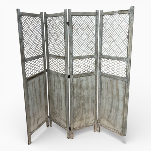 [6982400164787] BIOMBO DE MADERA BLANCO ENVEJECIDO 160X170CM