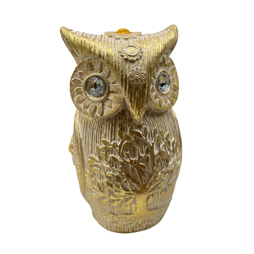 [23553] BUHO POLIRESINA DORADO 10CM