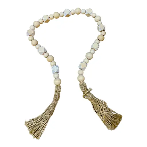 [2023126406127] CADENA DE CUENTAS ROMBO COLOR NATURAL 80CM