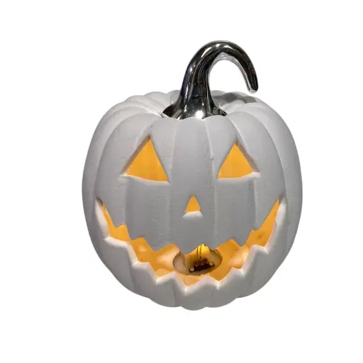 [2122100000518] CALABAZA CERAMICA GAMUZADA BLANCA 147X15CM