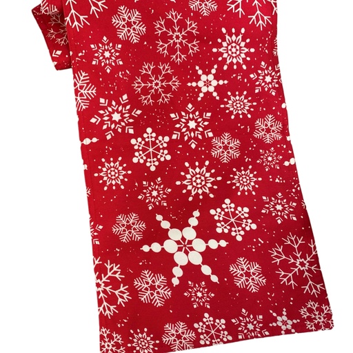 [507371] CAMINO DE MESA ROJO CON COPOS 145X35CM TEXCO