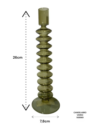 [938969] CANDELABRO DE VIDRIO ES23347 7.8X26CM