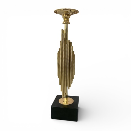 [541-600007] CANDELABRO LÍNEAS DORADAS PEQ 10X10X39CM