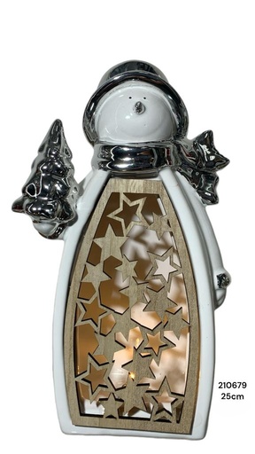 [210679] CANDELABRO NAV. NIEVE C/ LUZ 25CM