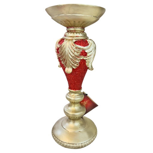[XX9010631] CANDELABRO ROJO/DORADO 24.8CM